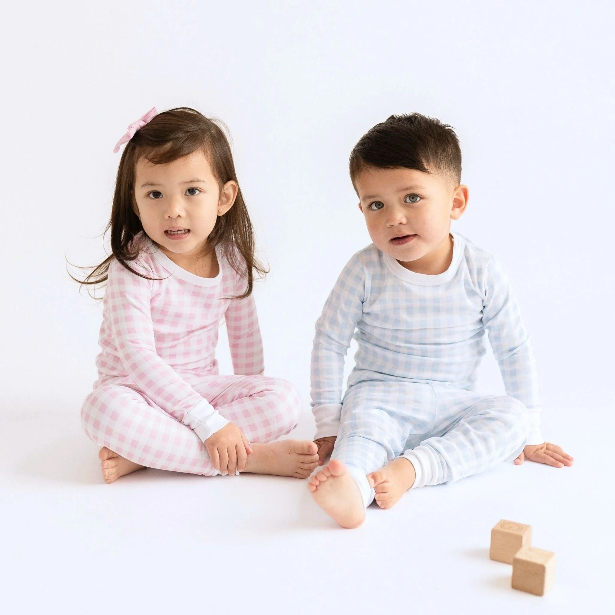 Baby Checks Long Pajamas - Blue - Image 5