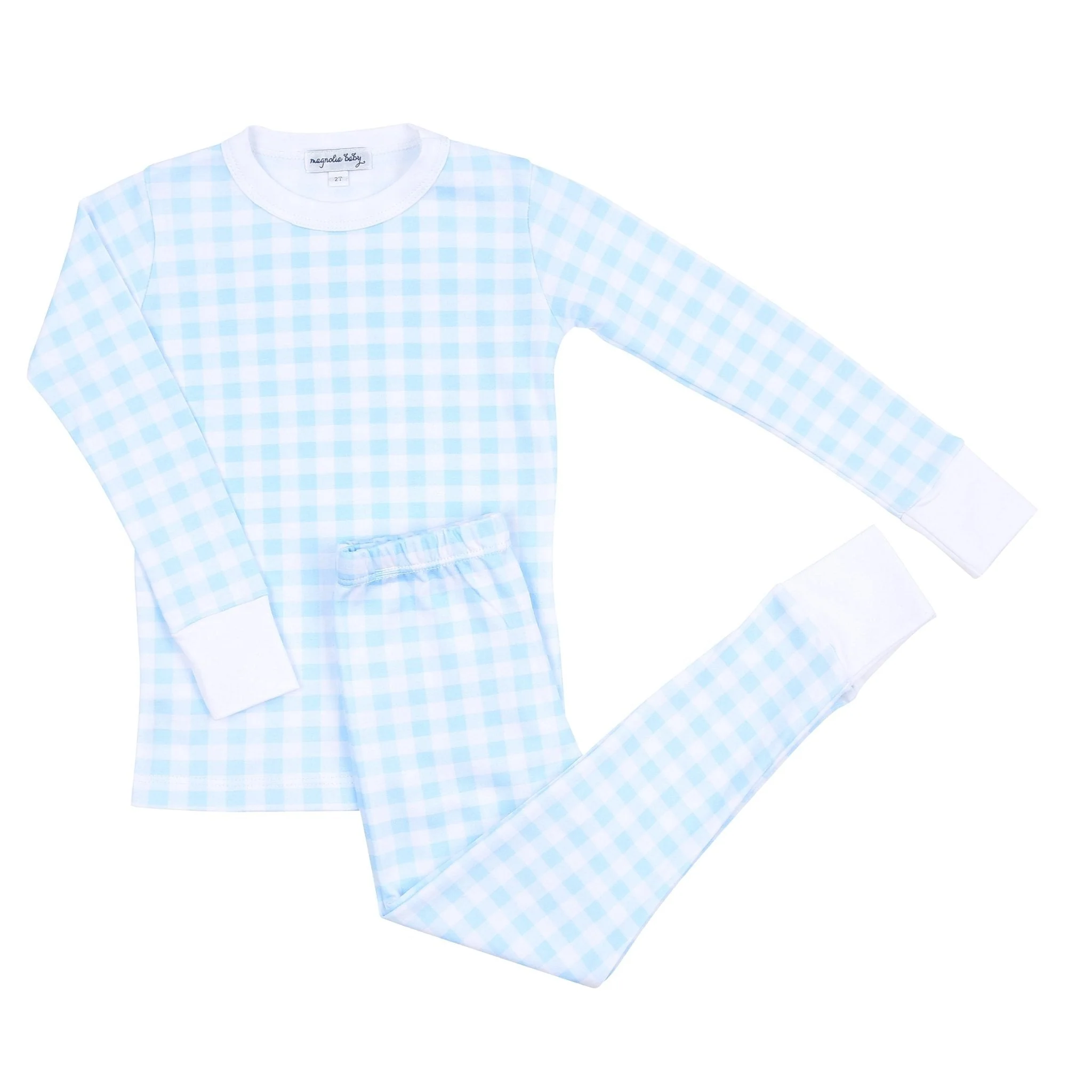 Baby Checks Long Pajamas - Blue - Image 6