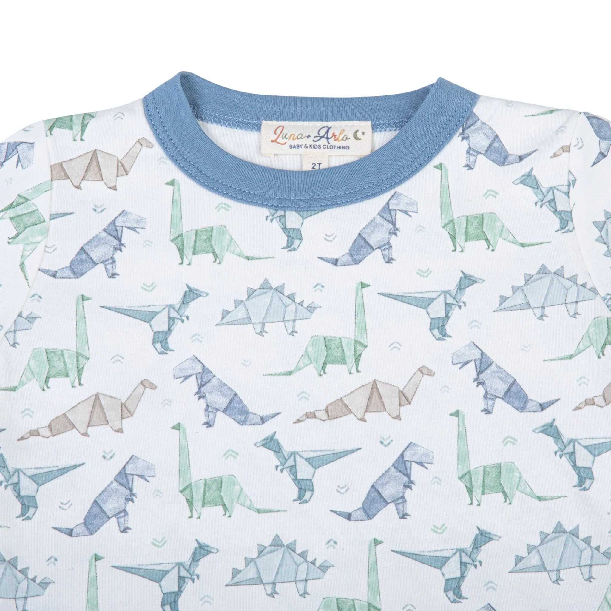 Blue Origami Dinos Long Pajamas by Luna and Arlo - Image 4