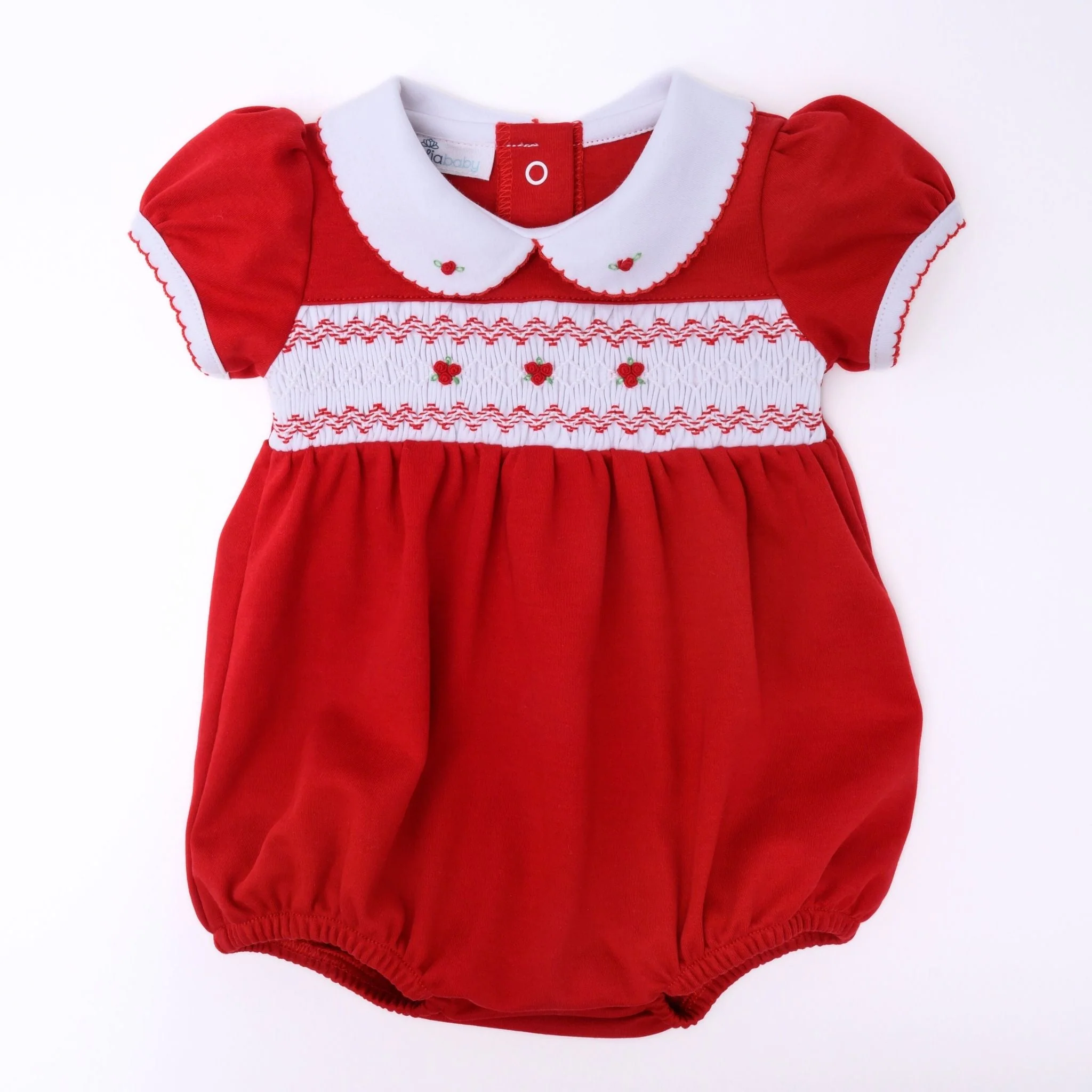 Eve Classics Smocked Short Sleeve Bubble - Red - Image 4