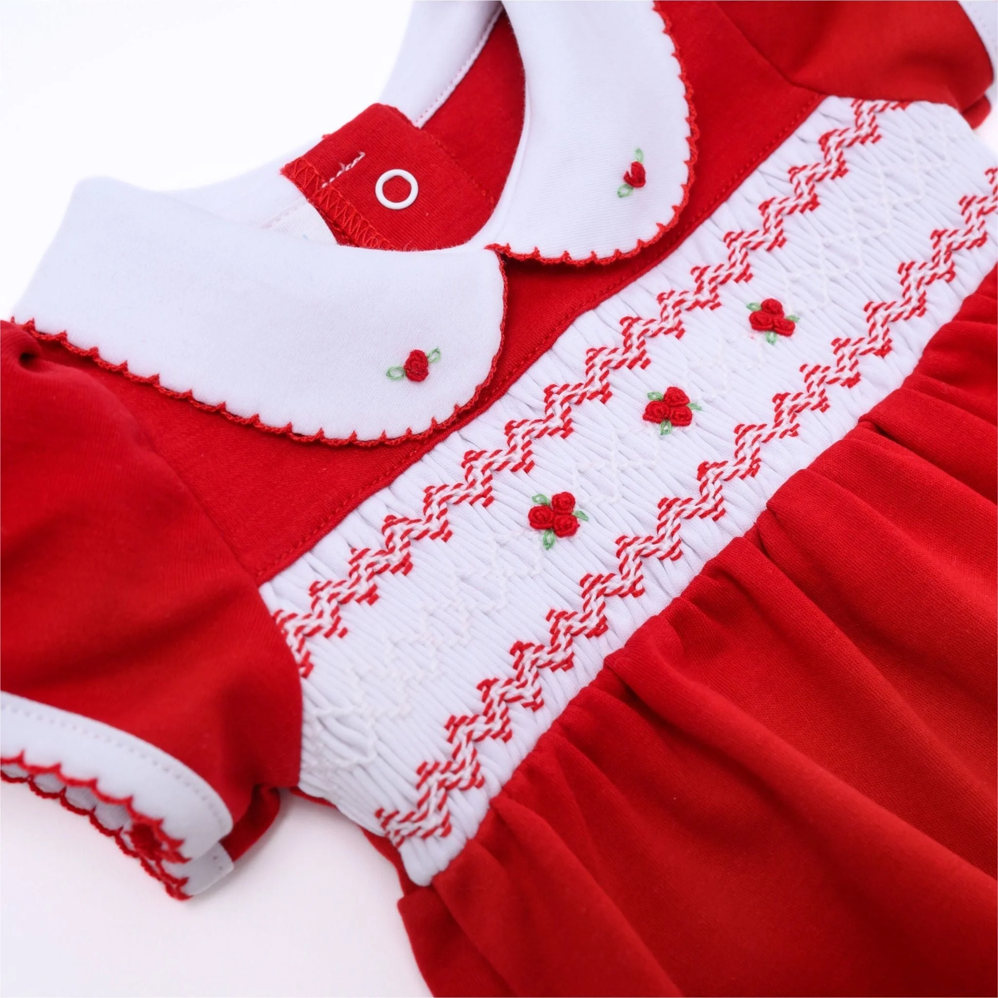 Eve Classics Smocked Short Sleeve Bubble - Red - Image 5