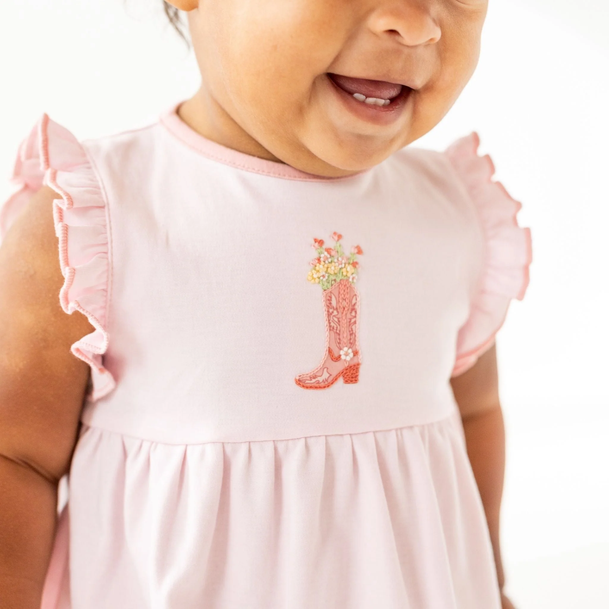 Boots and Blooms Dress - Pink - Image 3