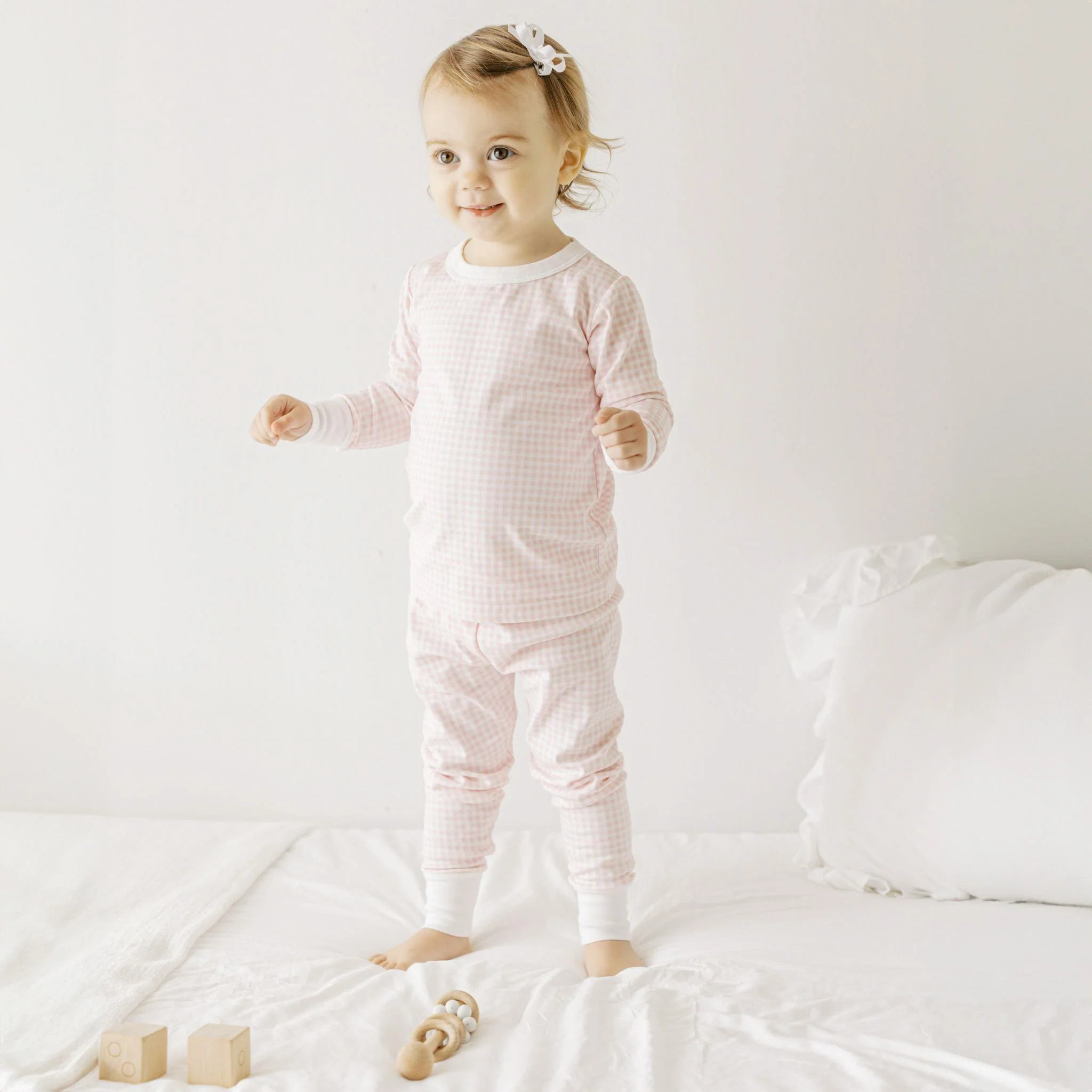 Mini Checks Long Pajamas - Pink - Image 4